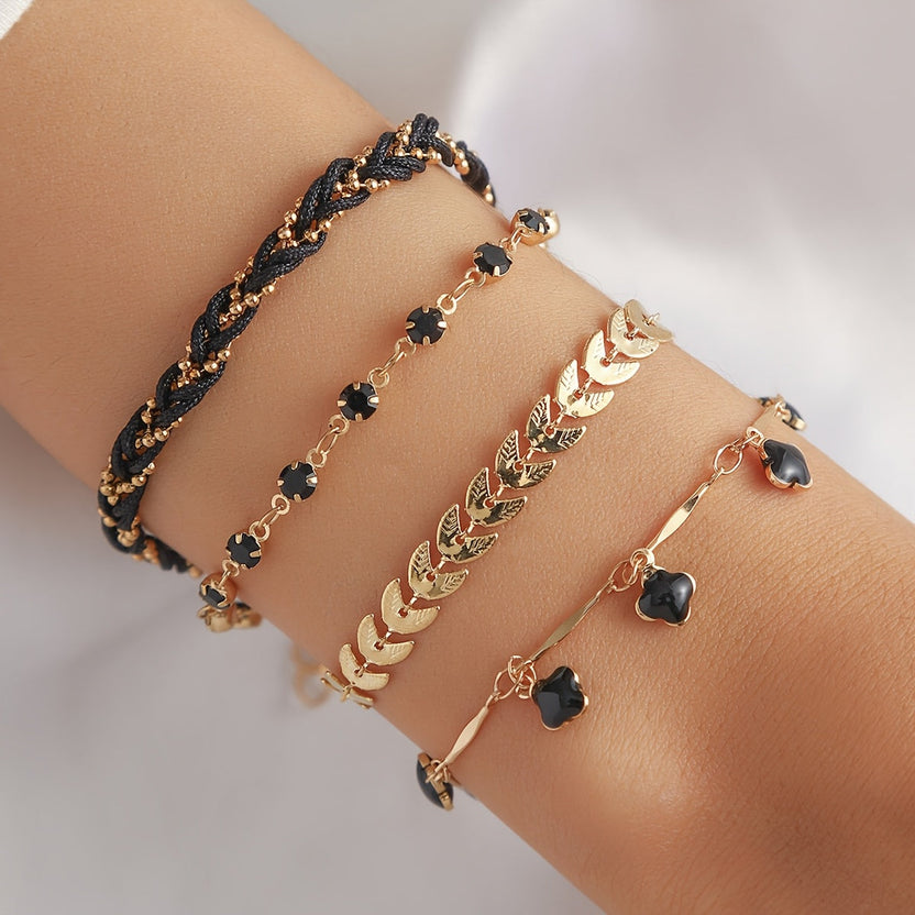Set de pulseras negras de circonita atemporal