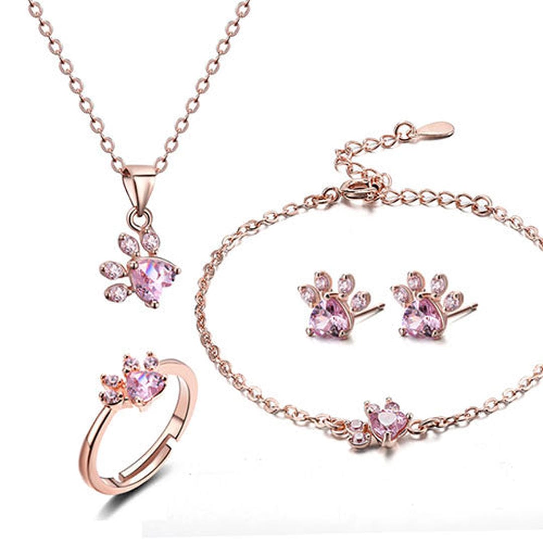 Conjunto de patita de 4 piezas con corazón de circonita — Carmen, Lucía & Rocío
