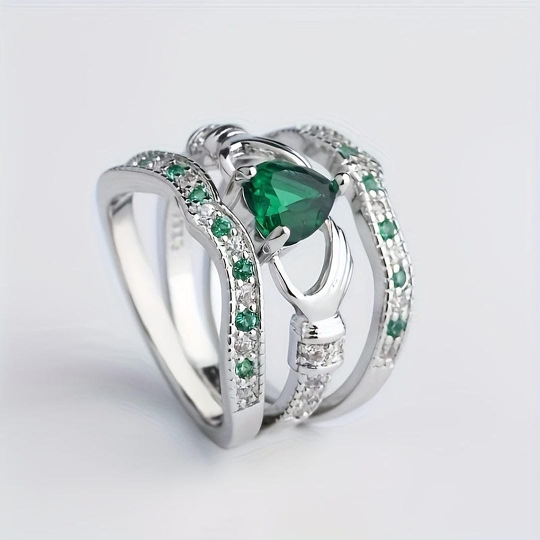 Conjunto de anillos de corazón Claddagh — Carmen, Lucía & Rocío
