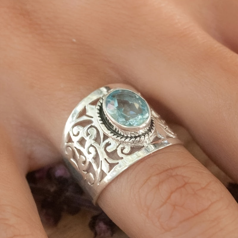 Anillo ancho bohemio de cristal – imagen 2