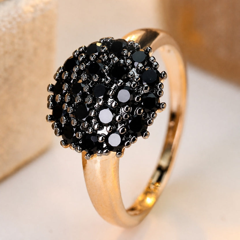 Anillo statement esférico de ónix