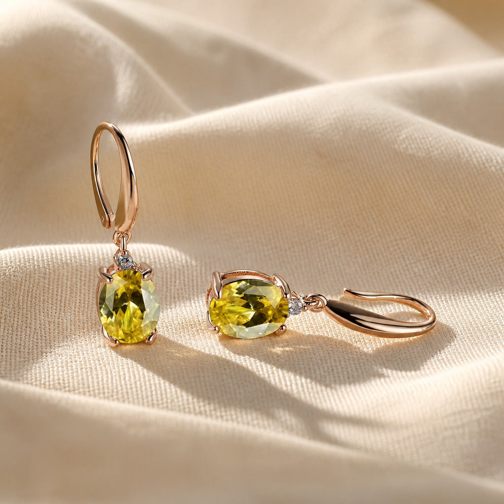 Pendientes ovalados amarillos y elegantes – imagen 2