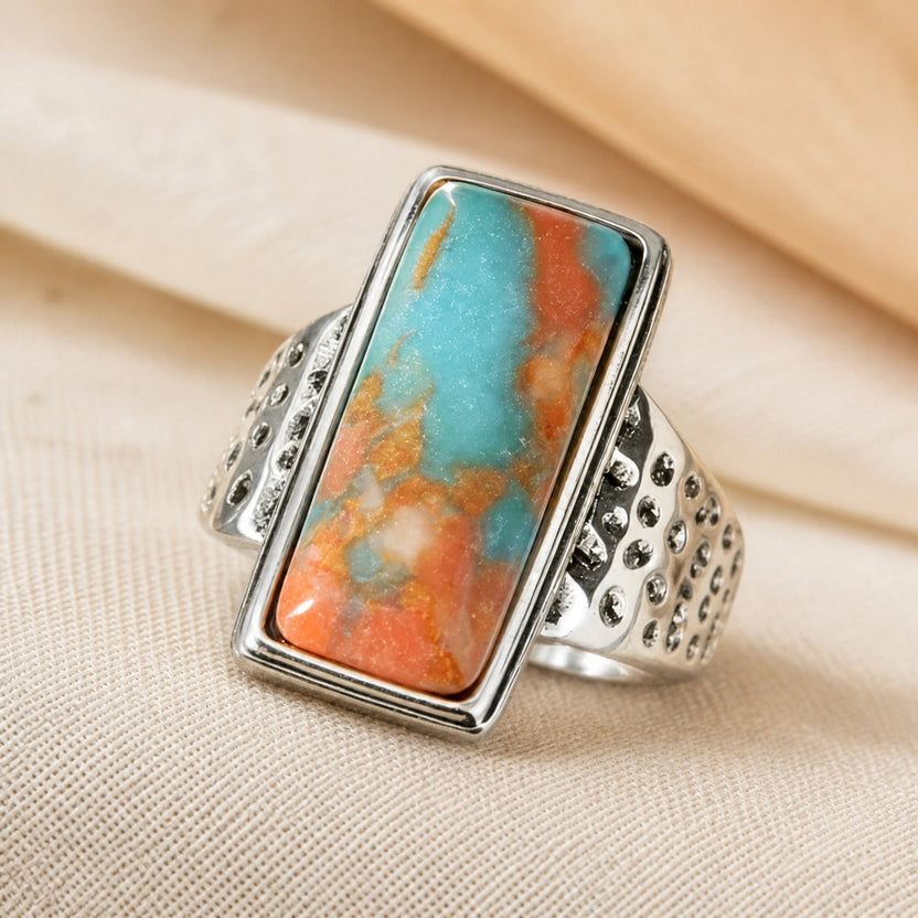 Anillo vintage de plata con turquesa