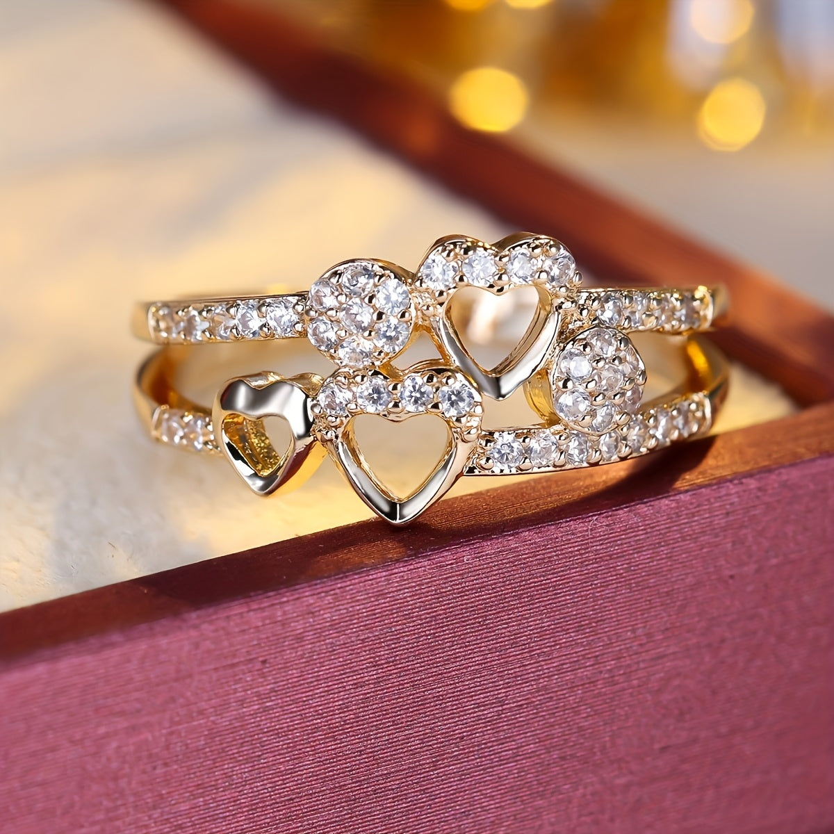 Anillo de oro blanco con circonita en forma de corazón – imagen 2