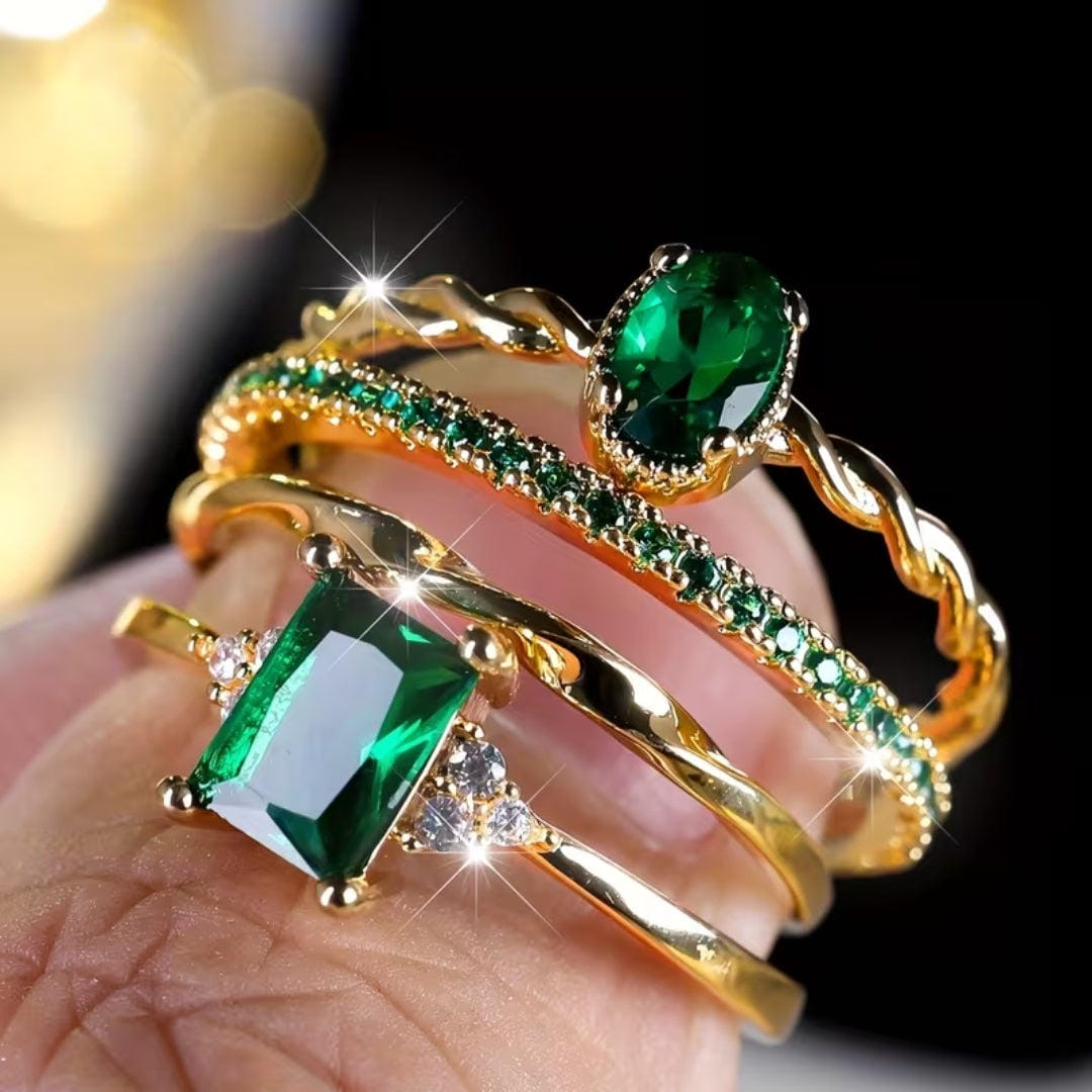 Anillo trío apilable esmeralda – imagen 3