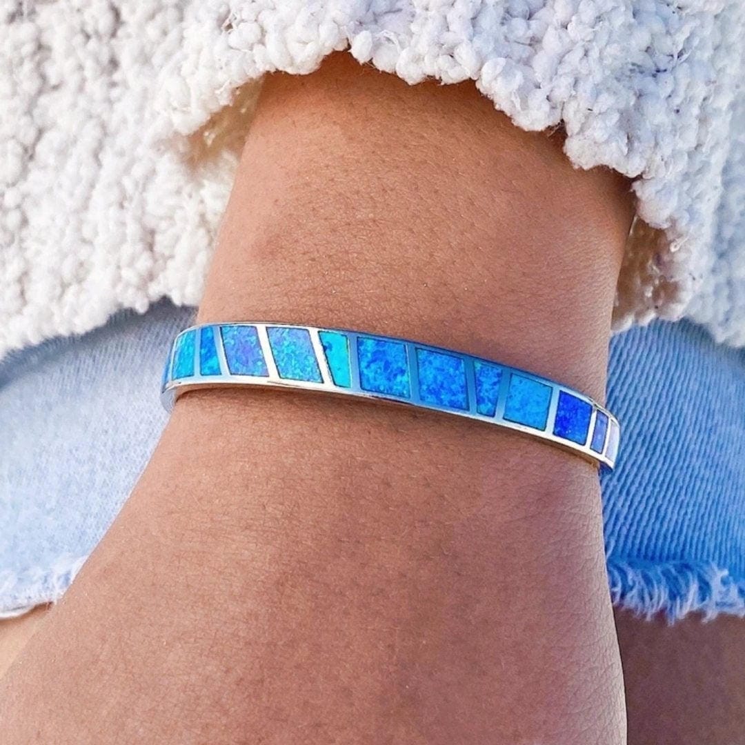 Pulsera de ópalo azul y plata – imagen 2