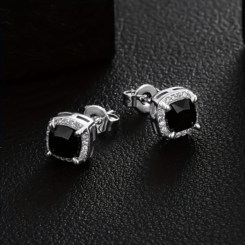 Pendientes cuadrados de circonita con efecto hielo – imagen 2