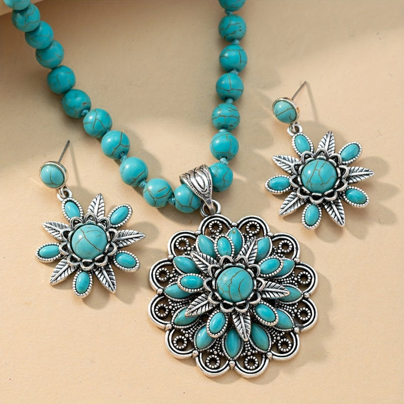 Set de collar y pendientes con buda de turquesa
