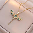 Collar elegante de libélula esmeralda – imagen 2