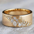Anillo exquisito de hoja con circonita e incrustación dorada – imagen 2