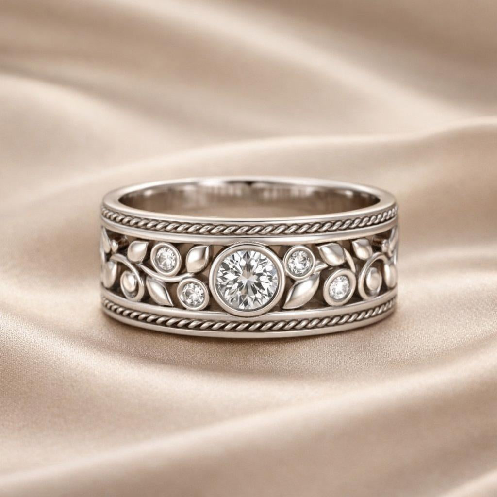 Anillo de oro blanco con circonita