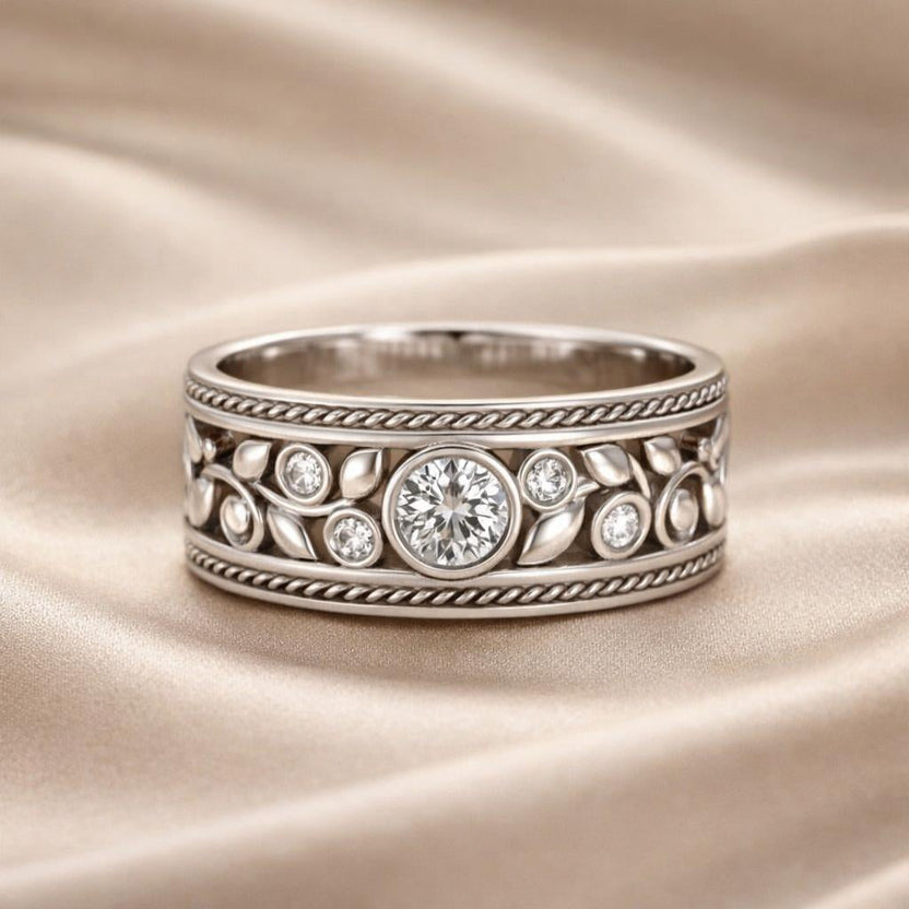 Anillo de oro blanco con circonita