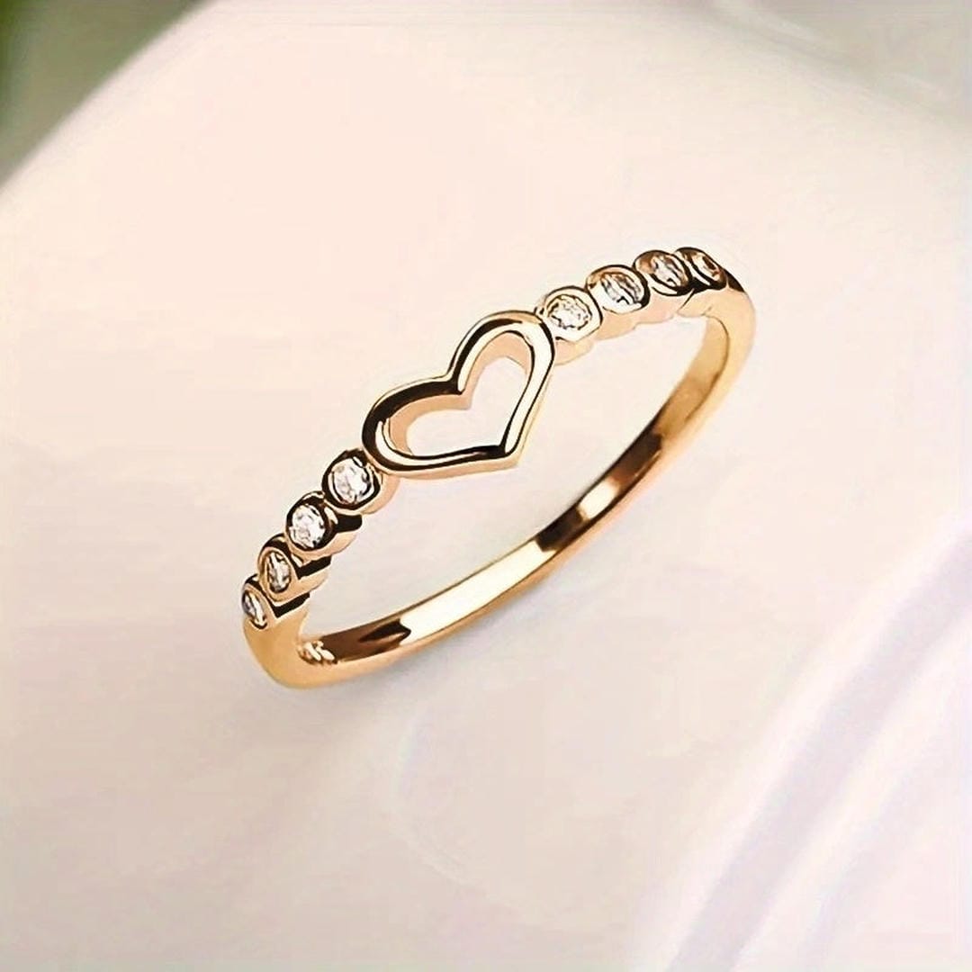 Anillo de corazón abierto con cristales – imagen 2