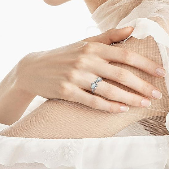 Anillo ajustable de ópalo con doble tortuga – imagen 3