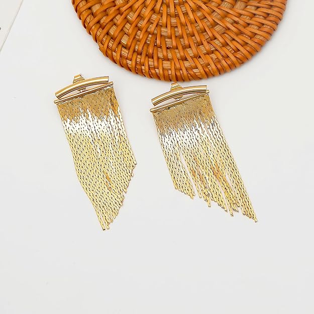 Pendientes vintage de cortina dorada
