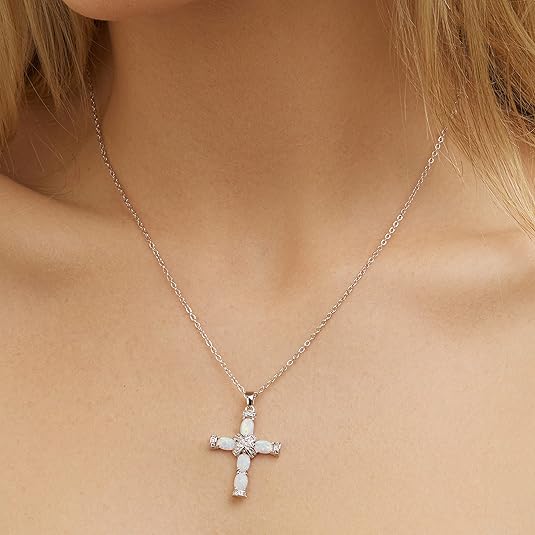 Collar con cruz divina de ópalo – imagen 2