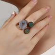 Anillo bohemio de ágata tipo cueva – imagen 2