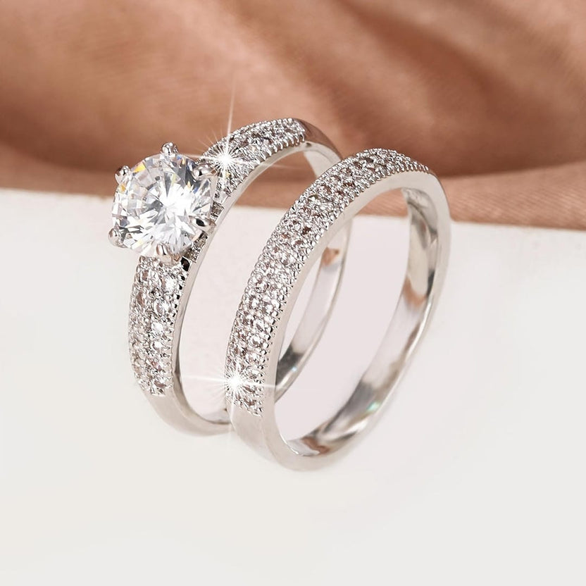 Set de anillos con pavé redondo
