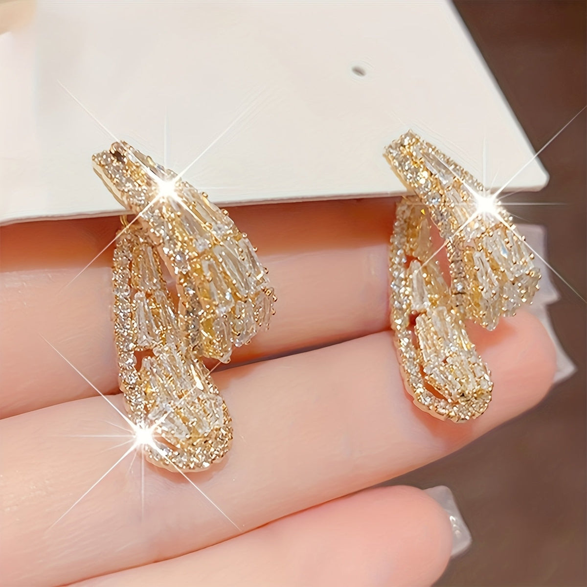 Pendientes aro en cascada de oro blanco – imagen 2