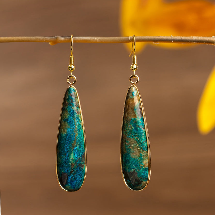 Pendientes únicos de turquesa en forma de gota de agua