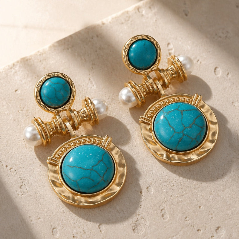 Pendientes exquisitos de turquesa y perla – imagen 2