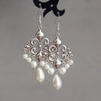 Pendientes colgantes de candelabro con perlas y filigrana