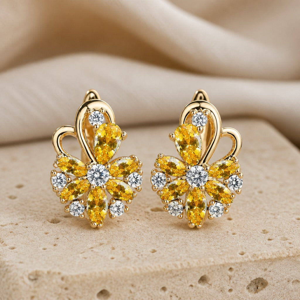 Pendientes prestigiosos de flor amarilla