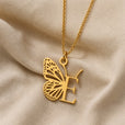 Collar con colgante de mariposa y letra inicial – imagen 10
