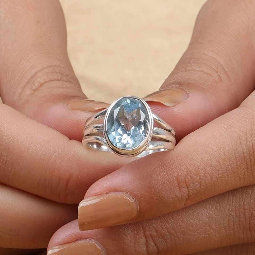 Anillo de circonita azul mar – imagen 2