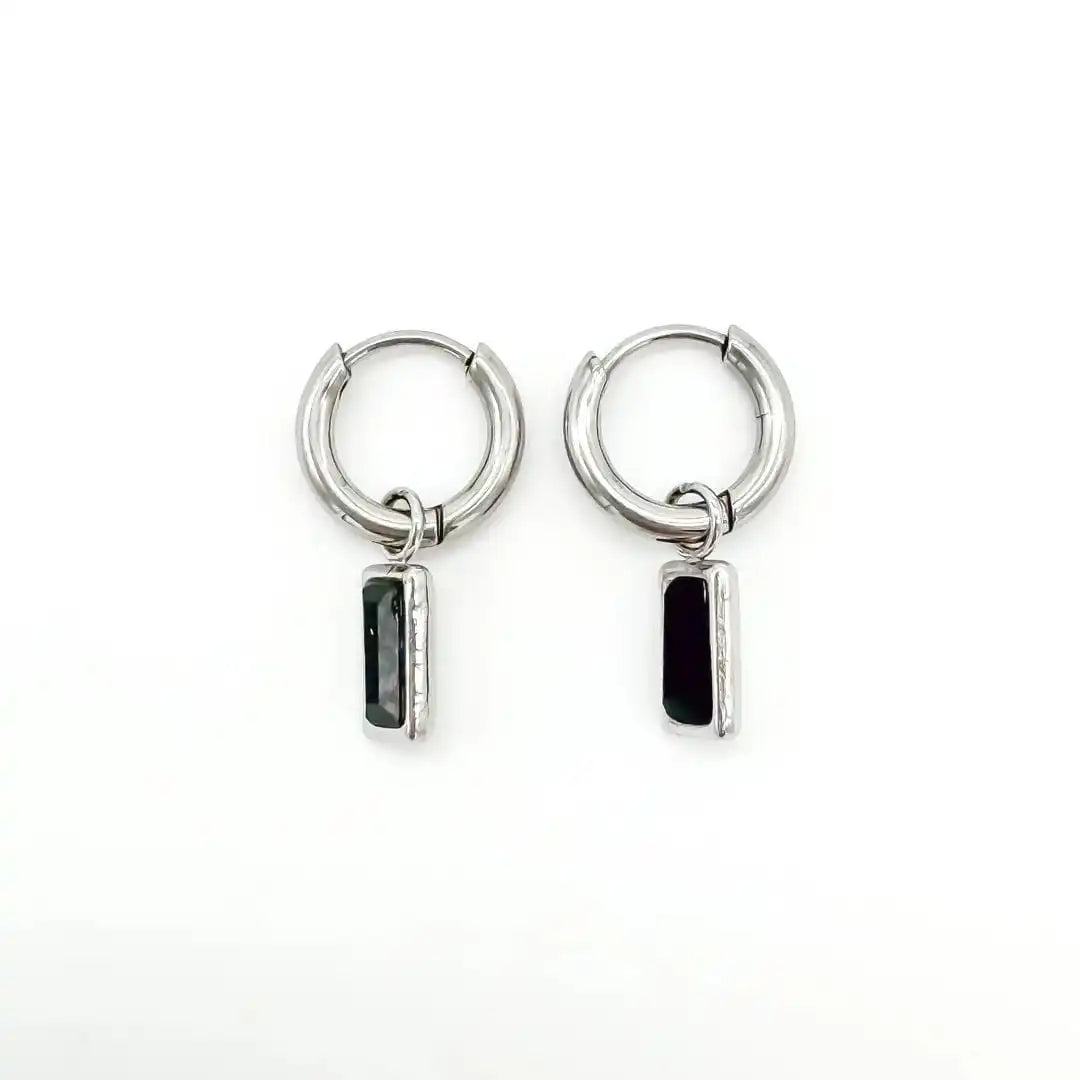 Pendientes rectangulares colgantes con gema brillante – imagen 4