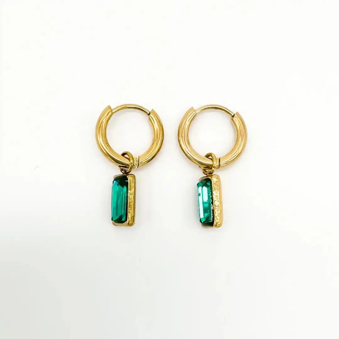 Pendientes rectangulares colgantes con gema brillante – imagen 2