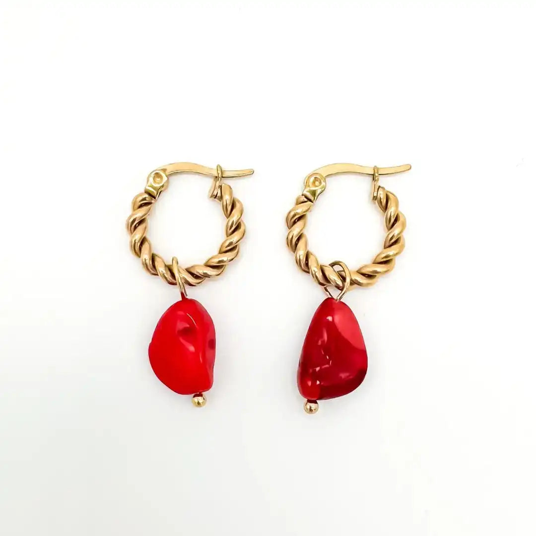 Pendientes Louane trenzados con piedra en forma de gota – imagen 7