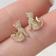 Pendientes de botón de mariposa dorados Golden Cat con circonita