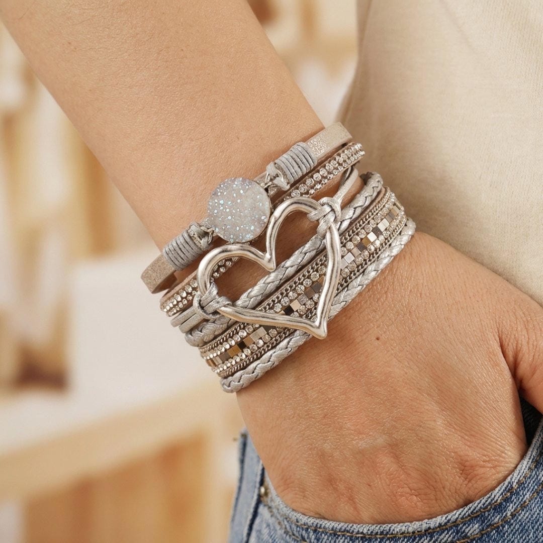 Pulsera bohemia de piel multicapa – imagen 4