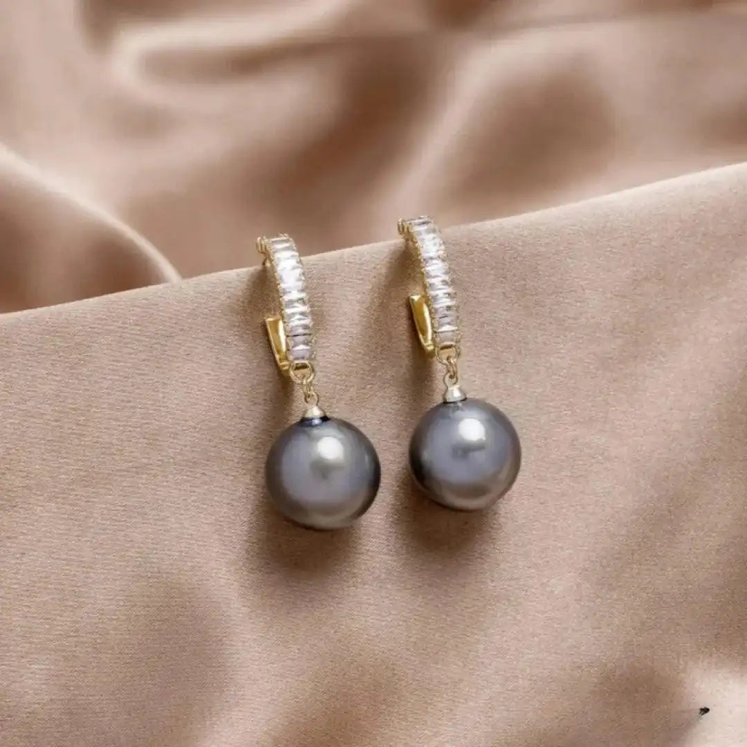 Pendientes elegantes de perla y circonita – imagen 2