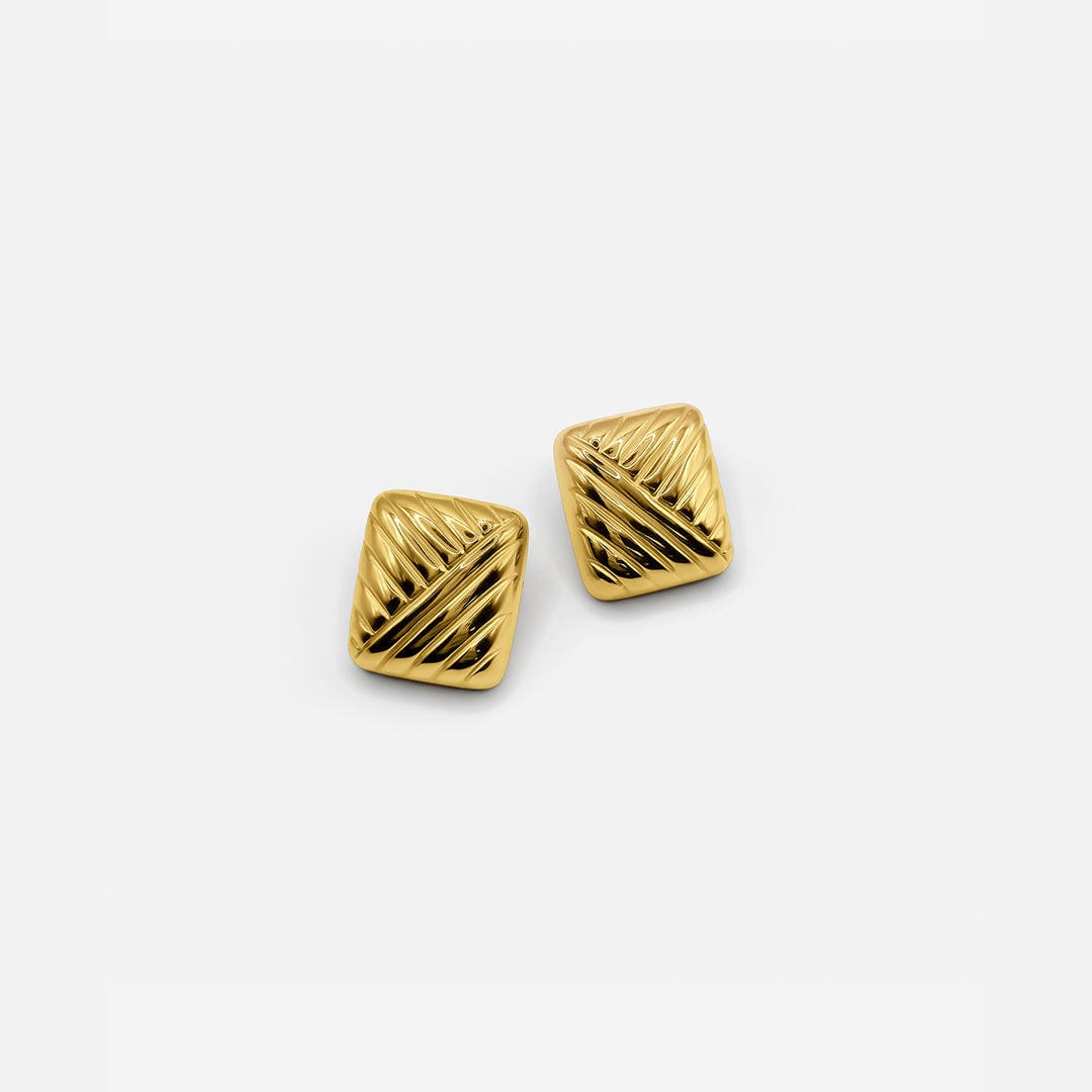 Pendientes de botón rectangulares en oro vintage – imagen 2