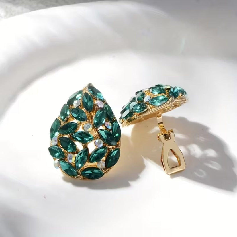Pendientes de cristal en gota esmeralda