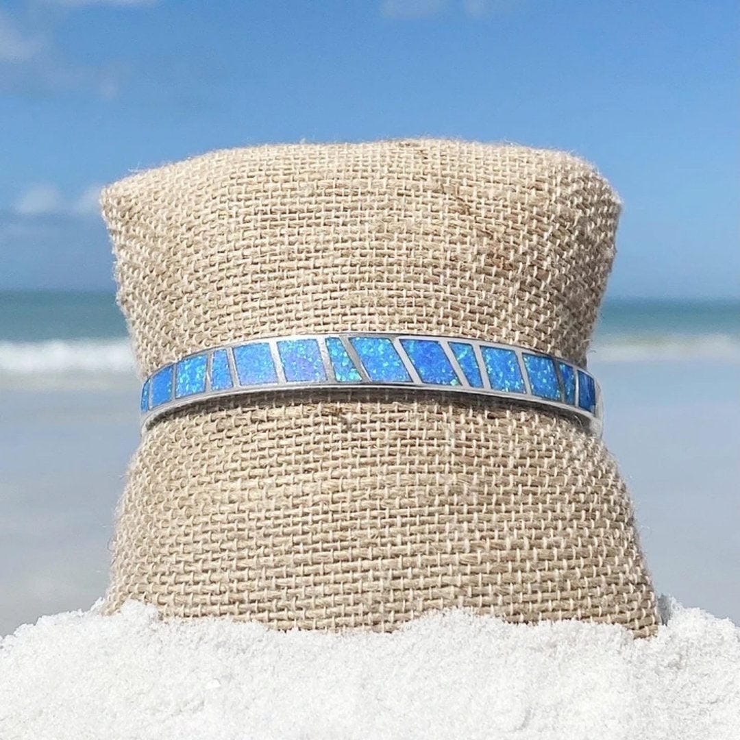 Pulsera de ópalo azul y plata – imagen 3
