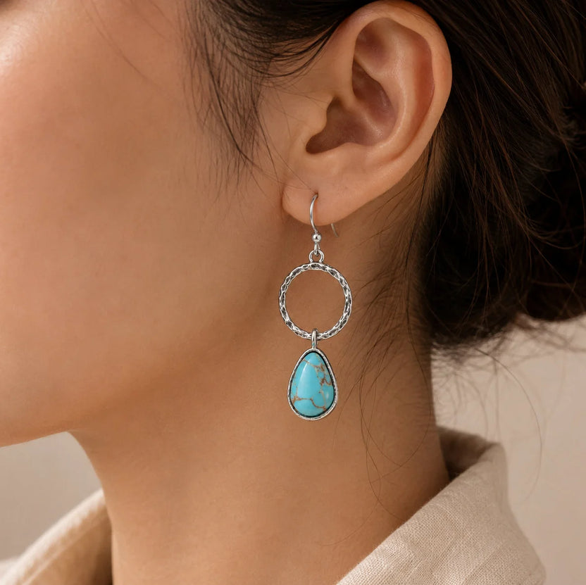 Pendientes vintage de plata con piedra turquesa