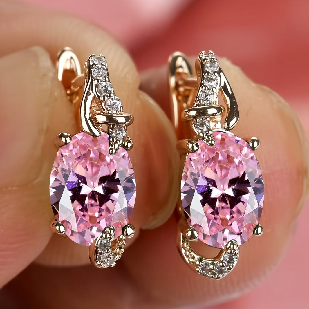 Pendientes dorados de piedra en forma de lágrima – imagen 2
