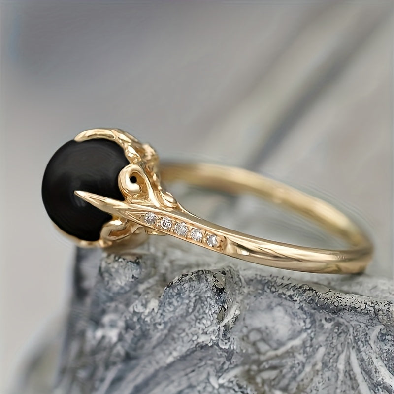 Anillo vintage de circonita cúbica negra – imagen 2