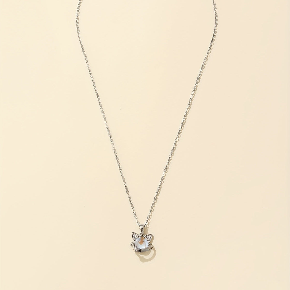 Collar adorable de piedra lunar con colgante de gatito – imagen 2