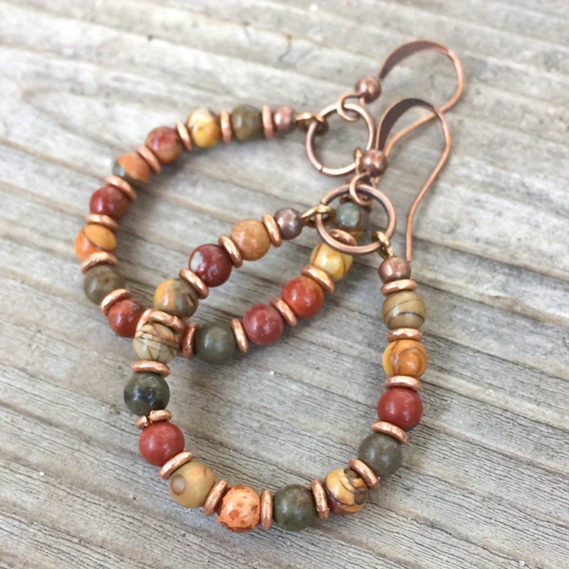 Pendientes vintage creativos con cuenta en forma de lágrima – imagen 2