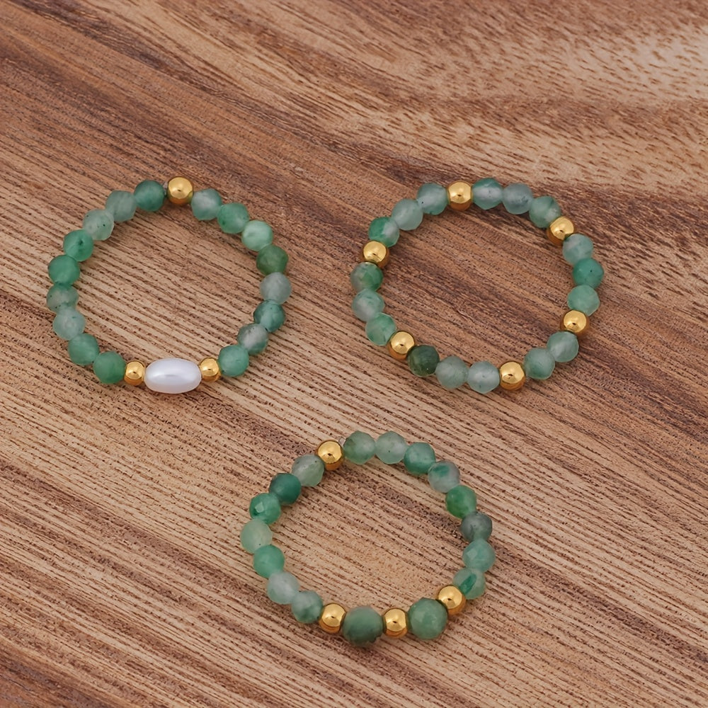 Conjunto de 3 anillos de amatista con cuentas — Carmen, Lucía & Rocío
