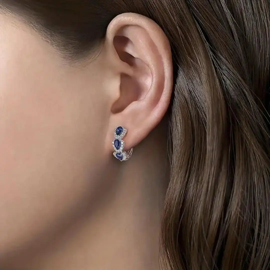 Pendientes de zafiro real con blasón – imagen 2