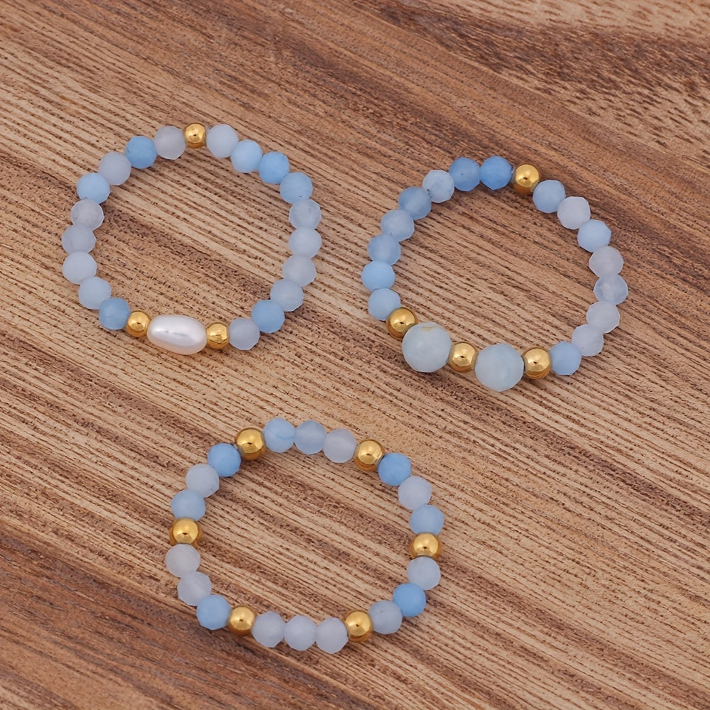 Conjunto de 3 anillos de amatista con cuentas — Carmen, Lucía & Rocío