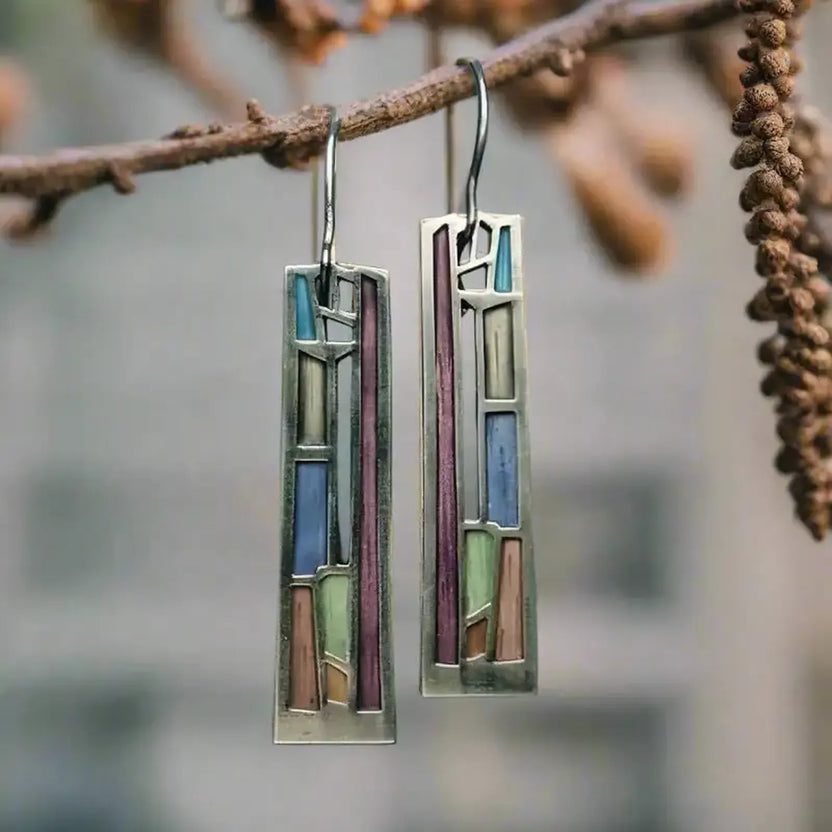Pendientes vintage de plata Mozaic