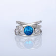 Anillo llamativo de plata con piedra azul – imagen 2