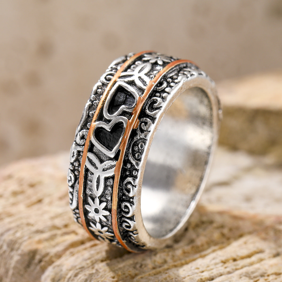 Anillo de plata grabado Heritage