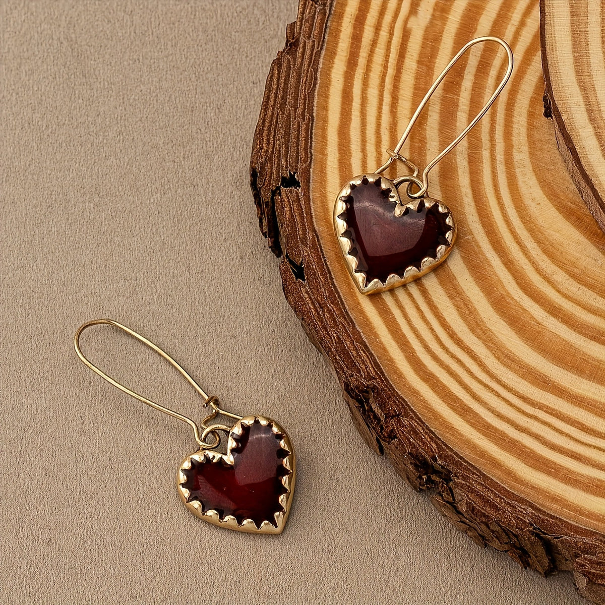 Pendientes bohemios de corazón con goteo – imagen 2